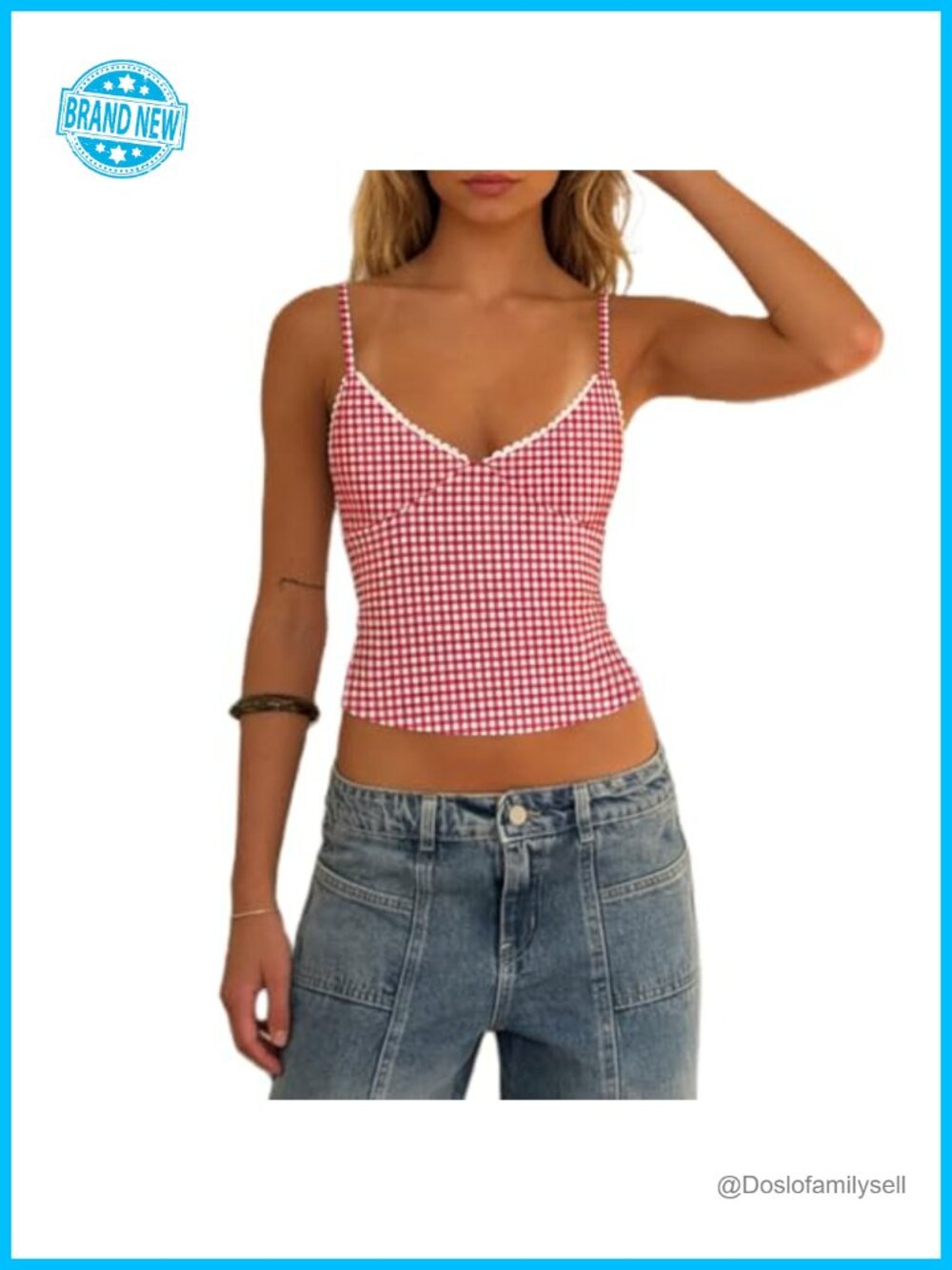 Women Lace Trim V Neck Cropped Camisole Y2k